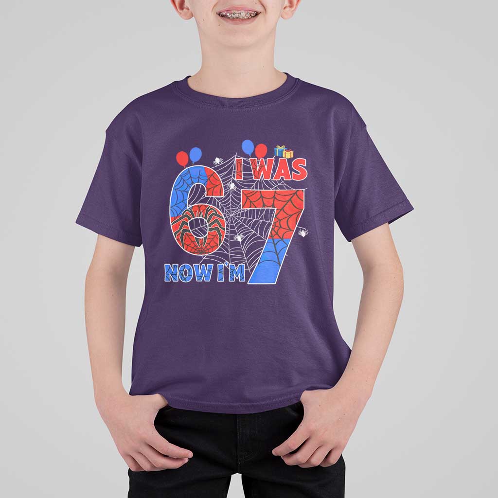 I Was 6 Now I Am 7 T Shirt For Kid Funny Spider Birthday Boy - Wonder Print Shop