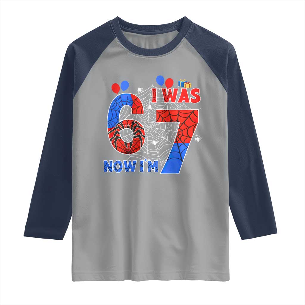 I Was 6 Now I Am 7 Raglan Shirt Funny Spider Birthday Boy - Wonder Print Shop