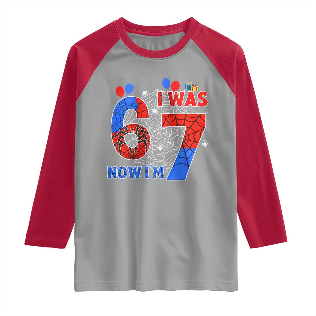 I Was 6 Now I Am 7 Raglan Shirt Funny Spider Birthday Boy - Wonder Print Shop