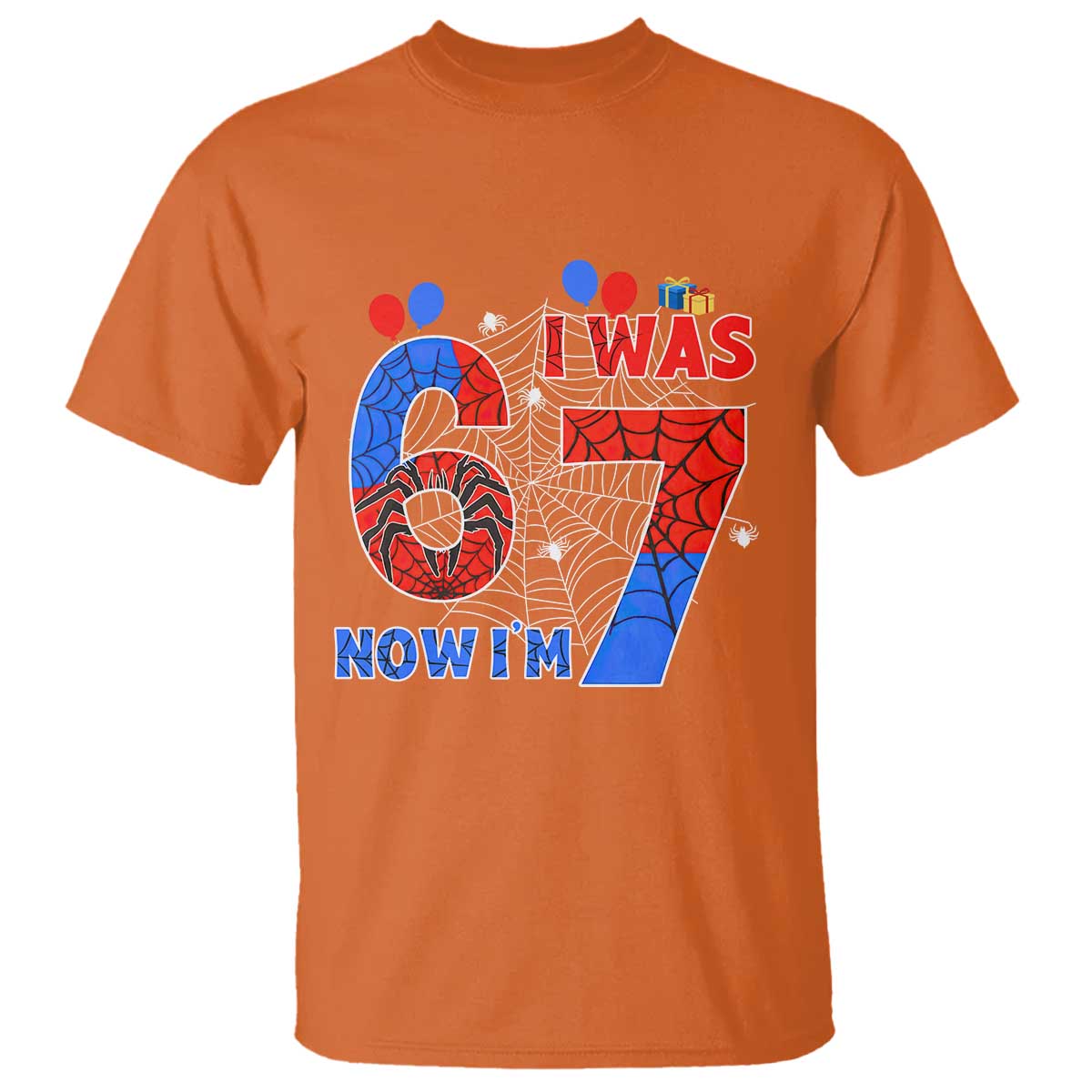 I Was 6 Now I Am 7 T Shirt Funny Spider Birthday Boy - Wonder Print Shop