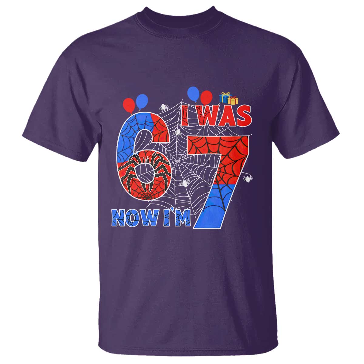 I Was 6 Now I Am 7 T Shirt Funny Spider Birthday Boy - Wonder Print Shop
