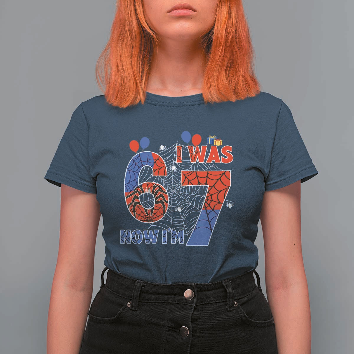 I Was 6 Now I Am 7 T Shirt For Women Funny Spider Birthday Boy - Wonder Print Shop