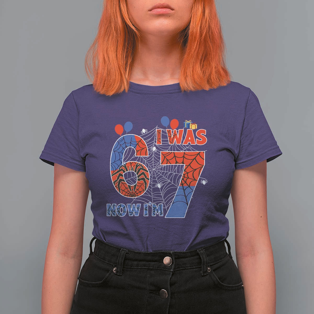 I Was 6 Now I Am 7 T Shirt For Women Funny Spider Birthday Boy - Wonder Print Shop
