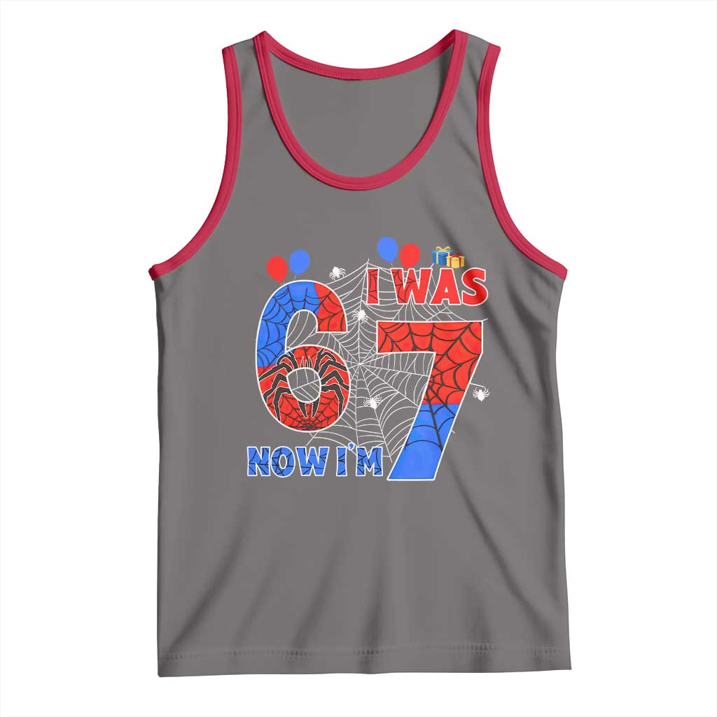 I Was 6 Now I Am 7 Tank Top Funny Spider Birthday Boy - Wonder Print Shop