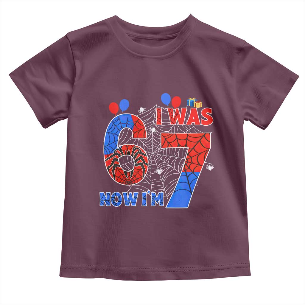 I Was 6 Now I Am 7 Toddler T Shirt Funny Spider Birthday Boy - Wonder Print Shop