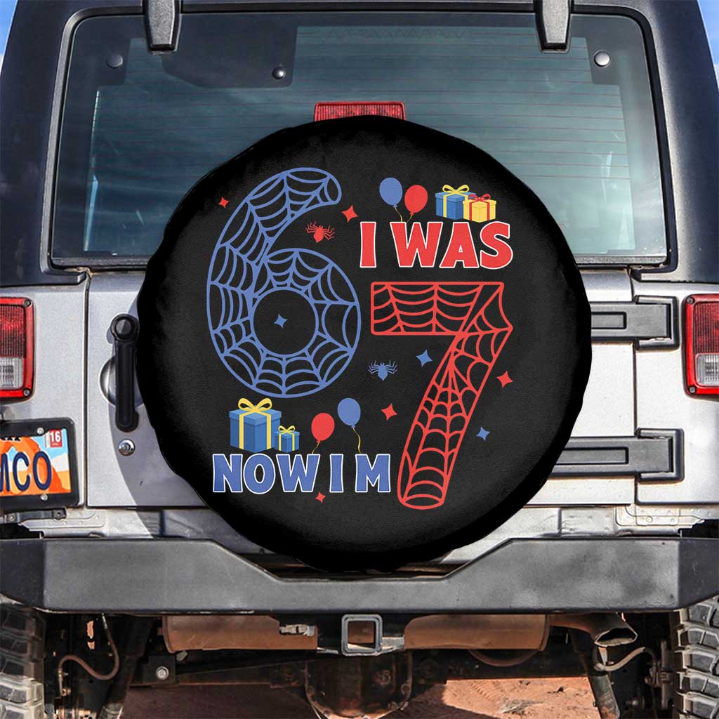 Spider Boy I Was 6 Now I Am 7 Spare Tire Cover Seventh Birthday Gift - Wonder Print Shop
