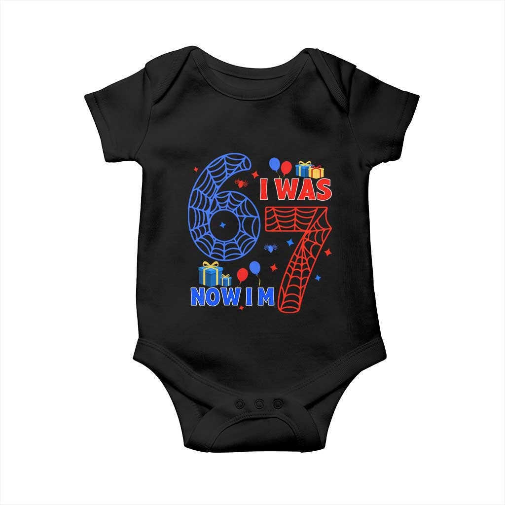 Spider Boy I Was 6 Now I Am 7 Baby Onesie Seventh Birthday Gift - Wonder Print Shop