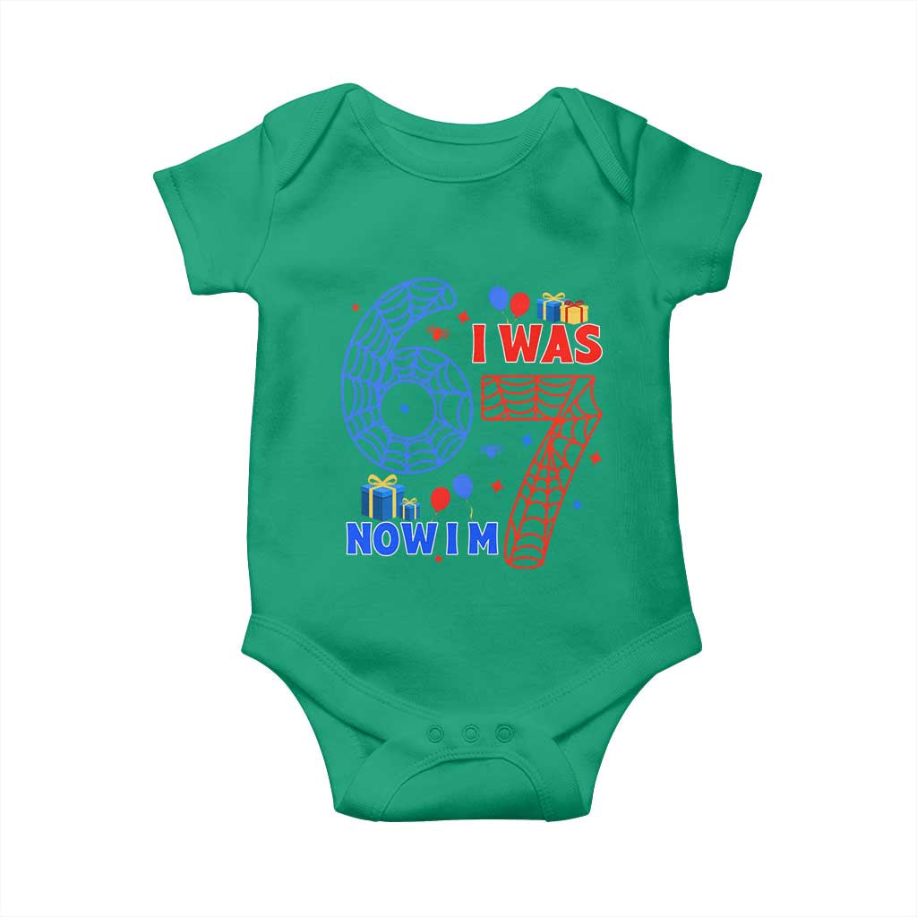 Spider Boy I Was 6 Now I Am 7 Baby Onesie Seventh Birthday Gift - Wonder Print Shop