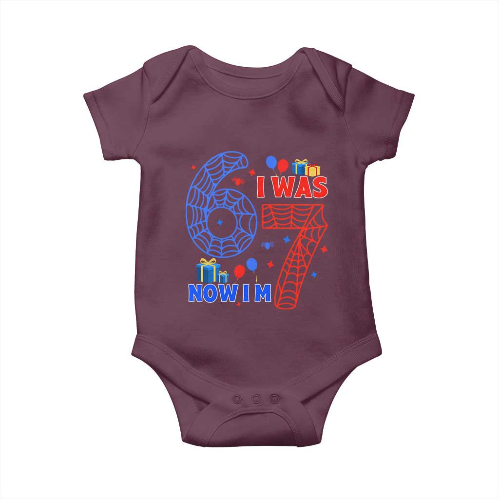 Spider Boy I Was 6 Now I Am 7 Baby Onesie Seventh Birthday Gift - Wonder Print Shop