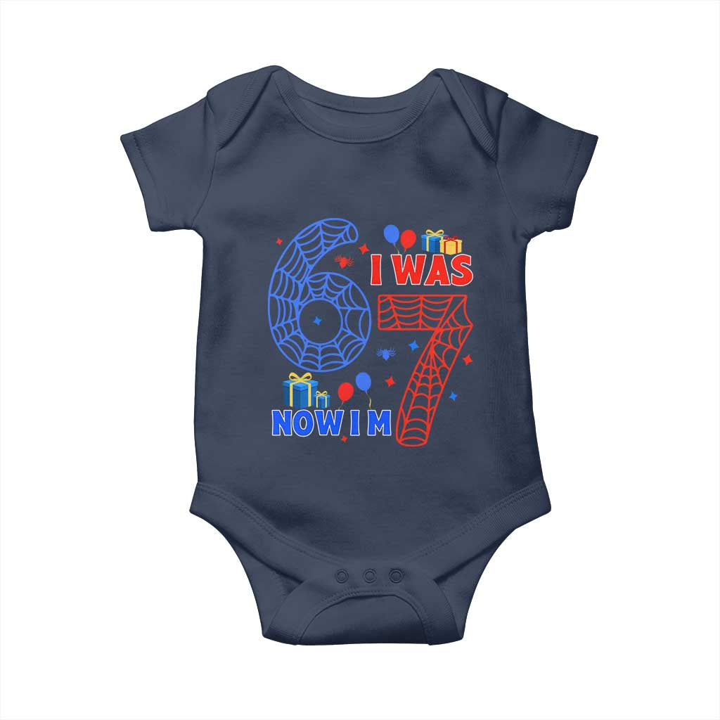 Spider Boy I Was 6 Now I Am 7 Baby Onesie Seventh Birthday Gift - Wonder Print Shop