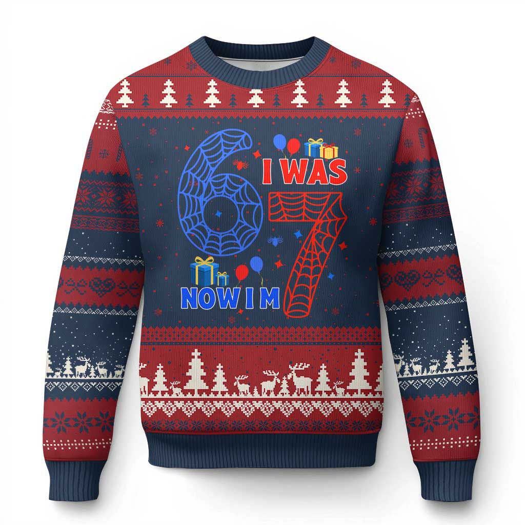 Spider Boy I Was 6 Now I Am 7 Ugly Christmas Sweater Seventh Birthday Gift - Wonder Print Shop
