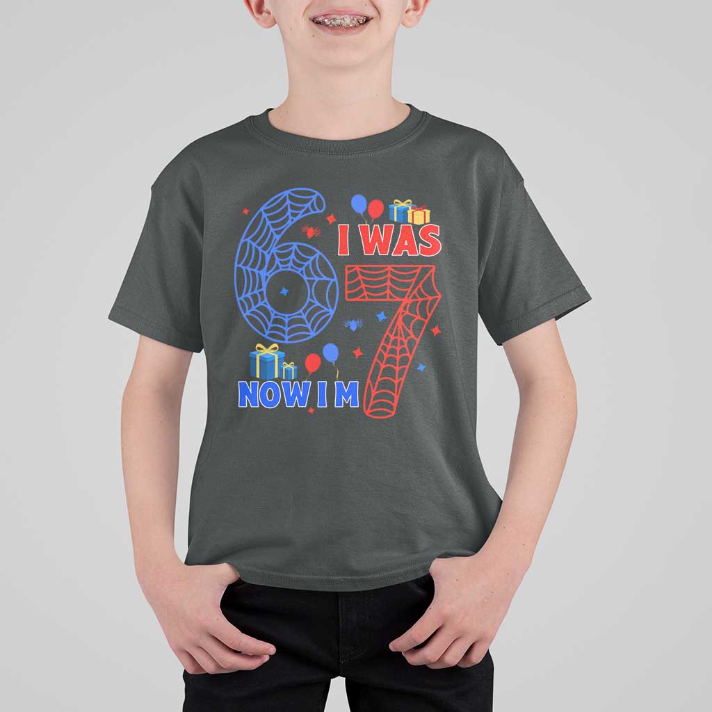 Spider Boy I Was 6 Now I Am 7 T Shirt For Kid Seventh Birthday Gift - Wonder Print Shop