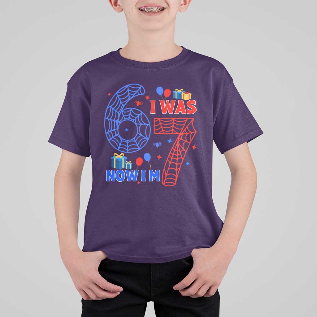 Spider Boy I Was 6 Now I Am 7 T Shirt For Kid Seventh Birthday Gift - Wonder Print Shop