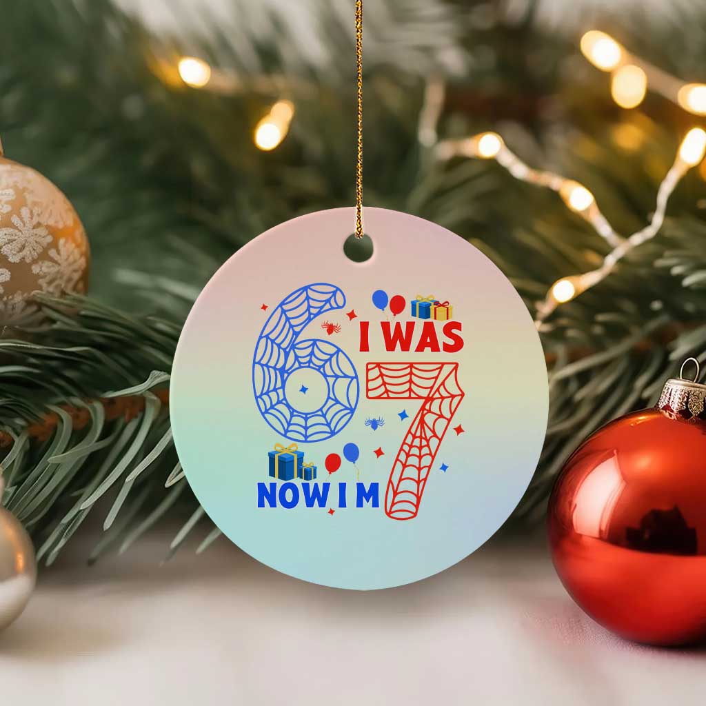 Spider Boy I Was 6 Now I Am 7 Ceramic Ornament Seventh Birthday Gift - Wonder Print Shop