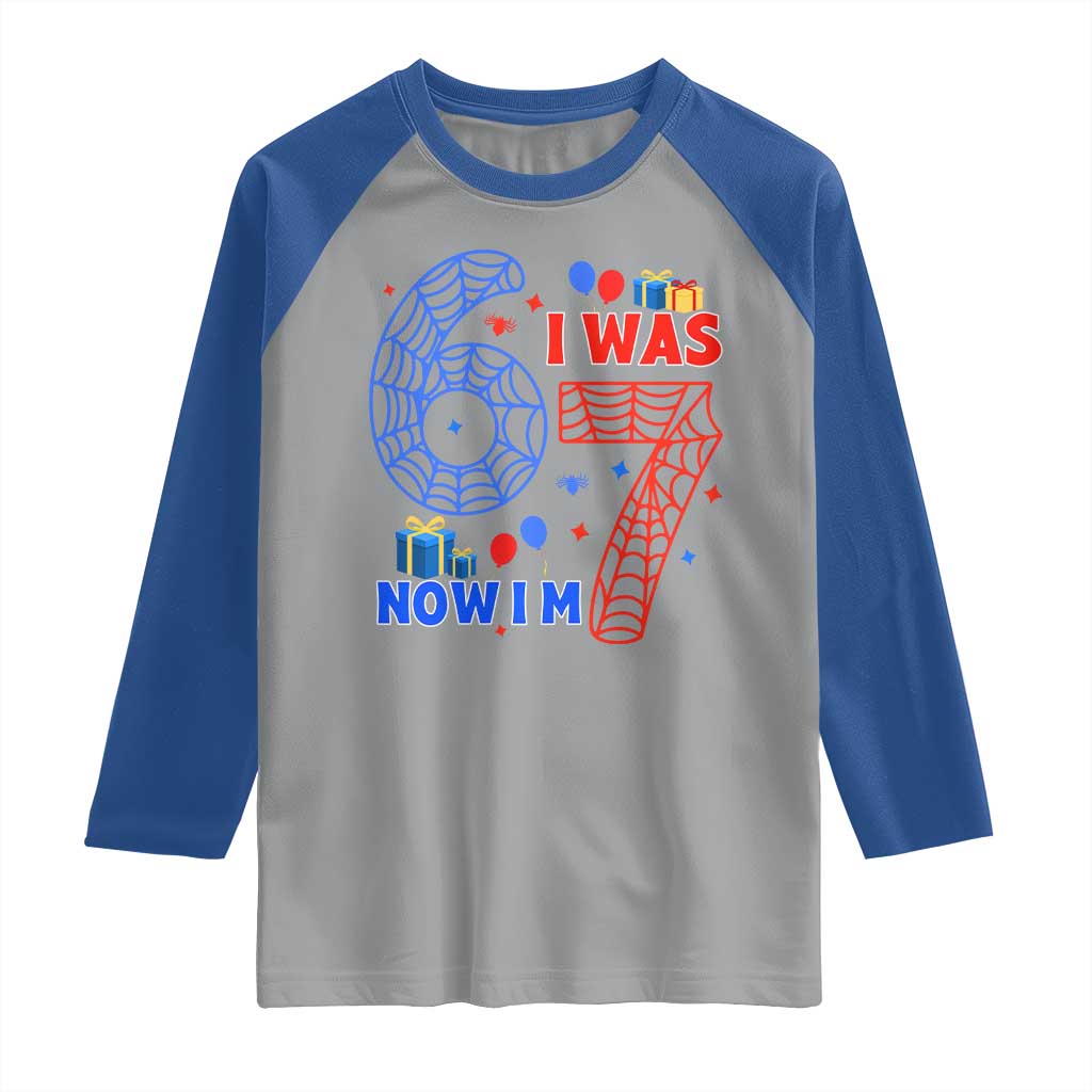 Spider Boy I Was 6 Now I Am 7 Raglan Shirt Seventh Birthday Gift - Wonder Print Shop