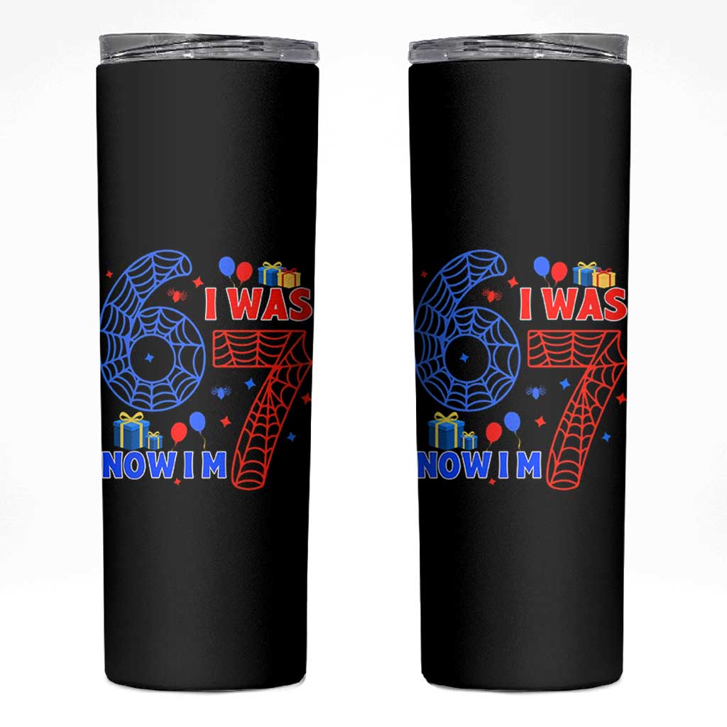 Spider Boy I Was 6 Now I Am 7 Skinny Tumbler Seventh Birthday Gift - Wonder Print Shop