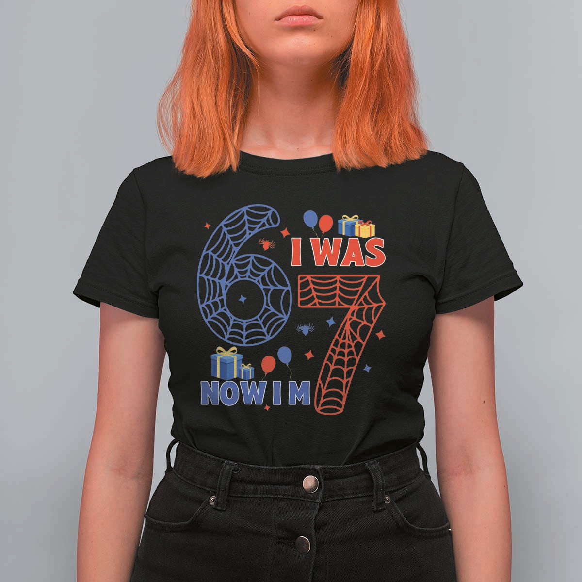 Spider Boy I Was 6 Now I Am 7 T Shirt For Women Seventh Birthday Gift - Wonder Print Shop