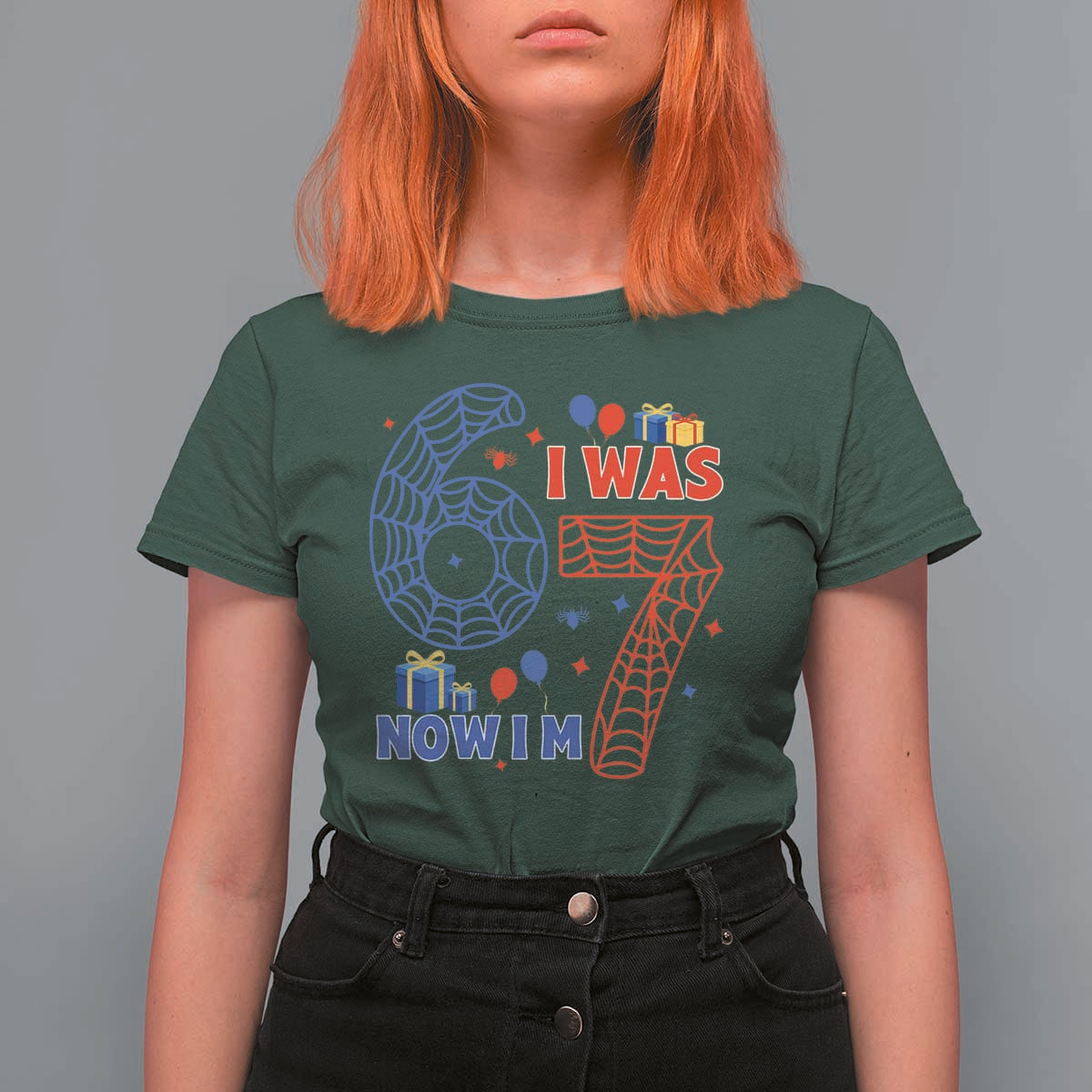 Spider Boy I Was 6 Now I Am 7 T Shirt For Women Seventh Birthday Gift - Wonder Print Shop