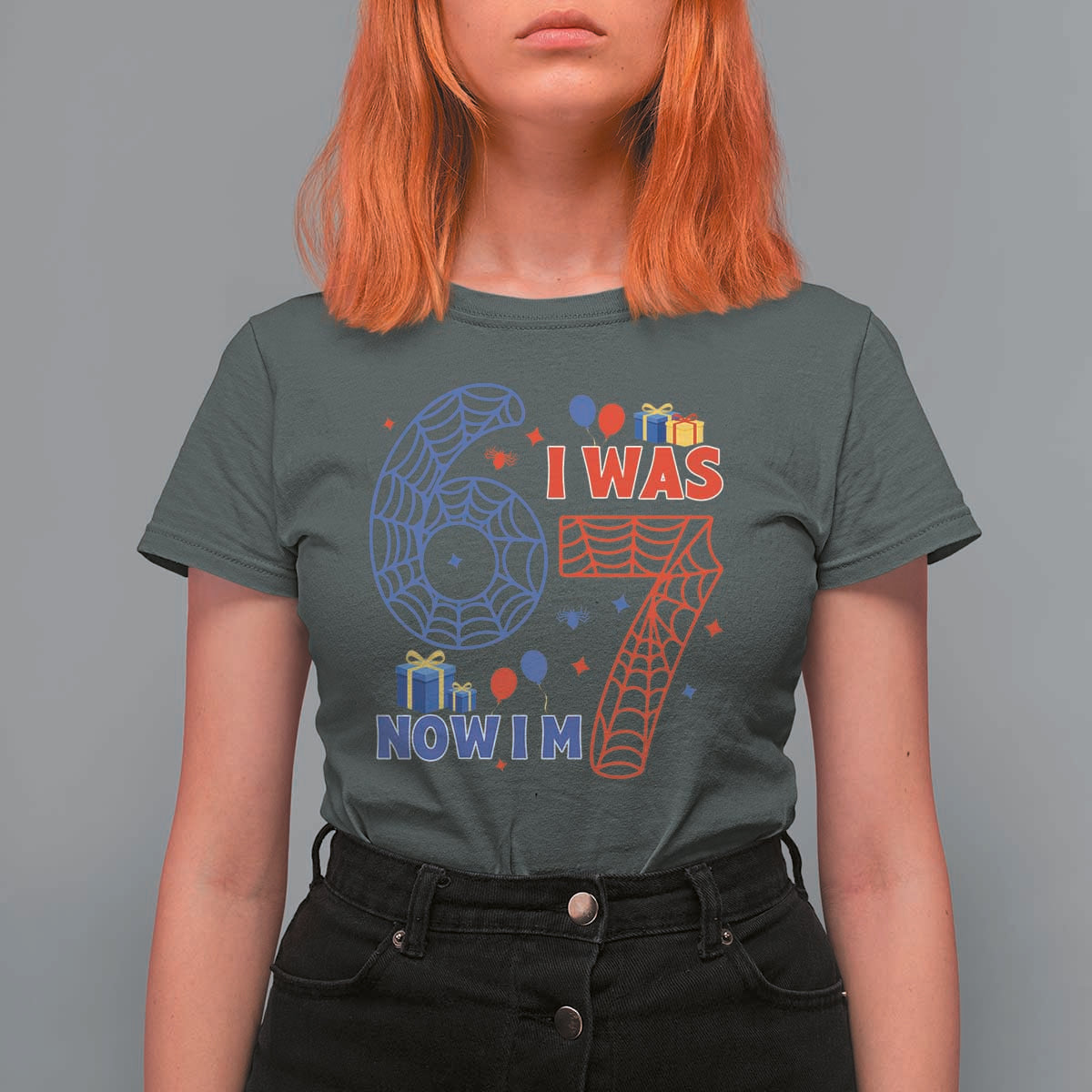 Spider Boy I Was 6 Now I Am 7 T Shirt For Women Seventh Birthday Gift - Wonder Print Shop