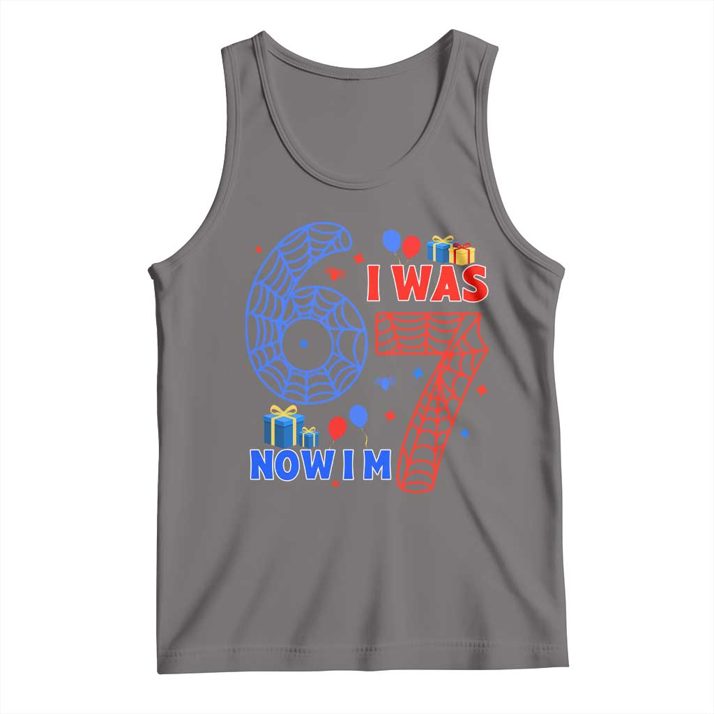 Spider Boy I Was 6 Now I Am 7 Tank Top Seventh Birthday Gift - Wonder Print Shop