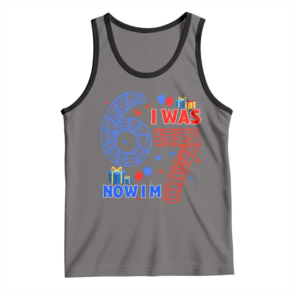 Spider Boy I Was 6 Now I Am 7 Tank Top Seventh Birthday Gift - Wonder Print Shop