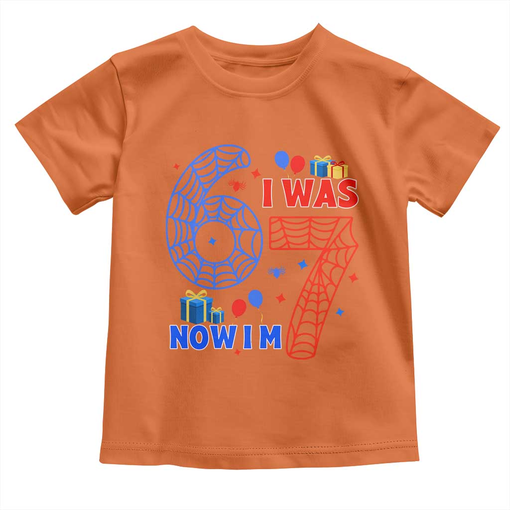 Spider Boy I Was 6 Now I Am 7 Toddler T Shirt Seventh Birthday Gift - Wonder Print Shop