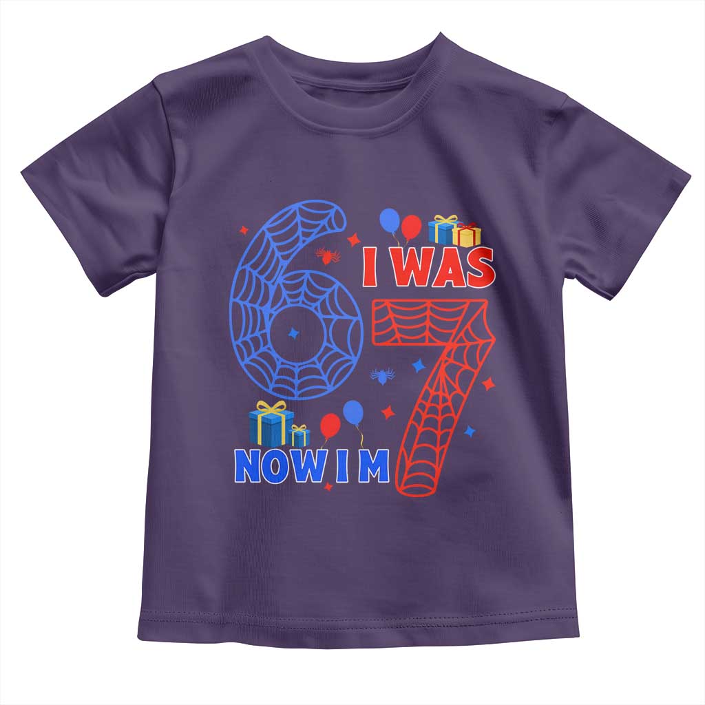 Spider Boy I Was 6 Now I Am 7 Toddler T Shirt Seventh Birthday Gift - Wonder Print Shop