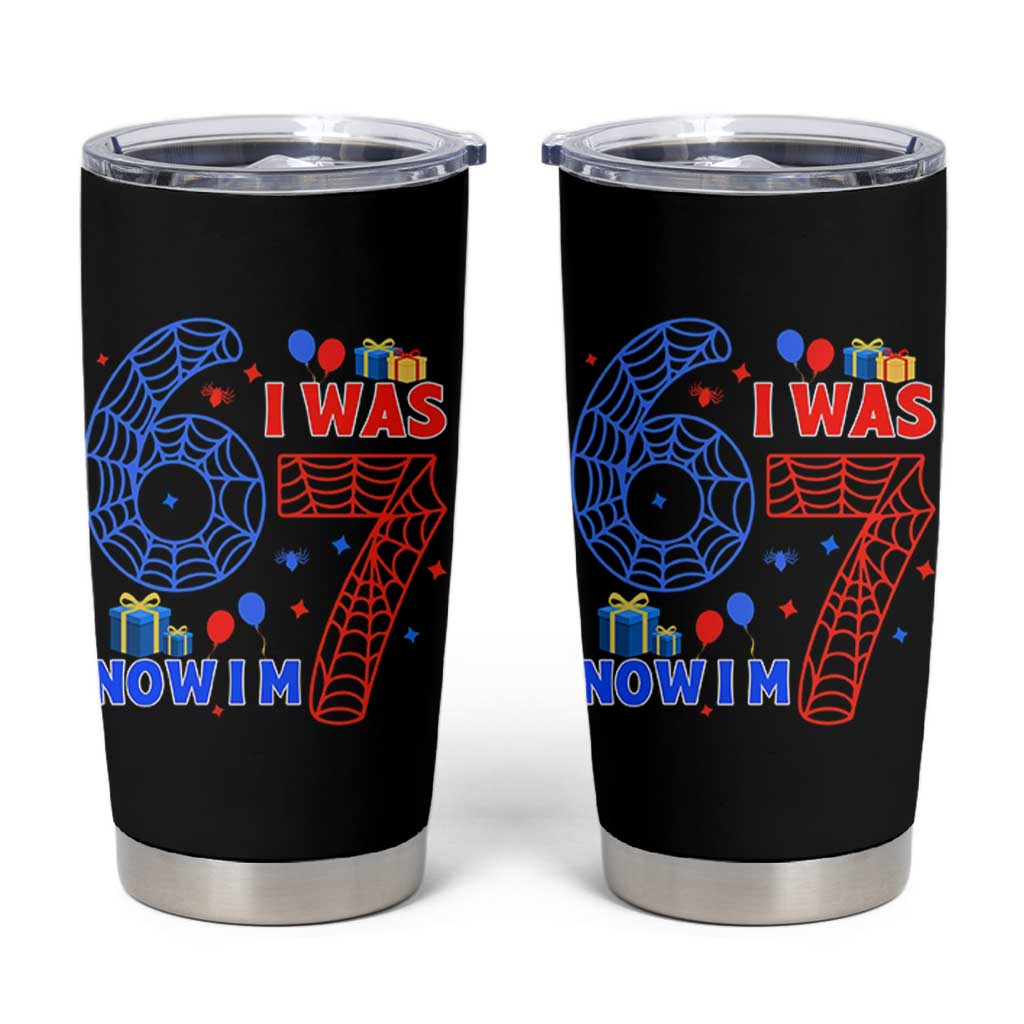 Spider Boy I Was 6 Now I Am 7 Tumbler Cup Seventh Birthday Gift - Wonder Print Shop