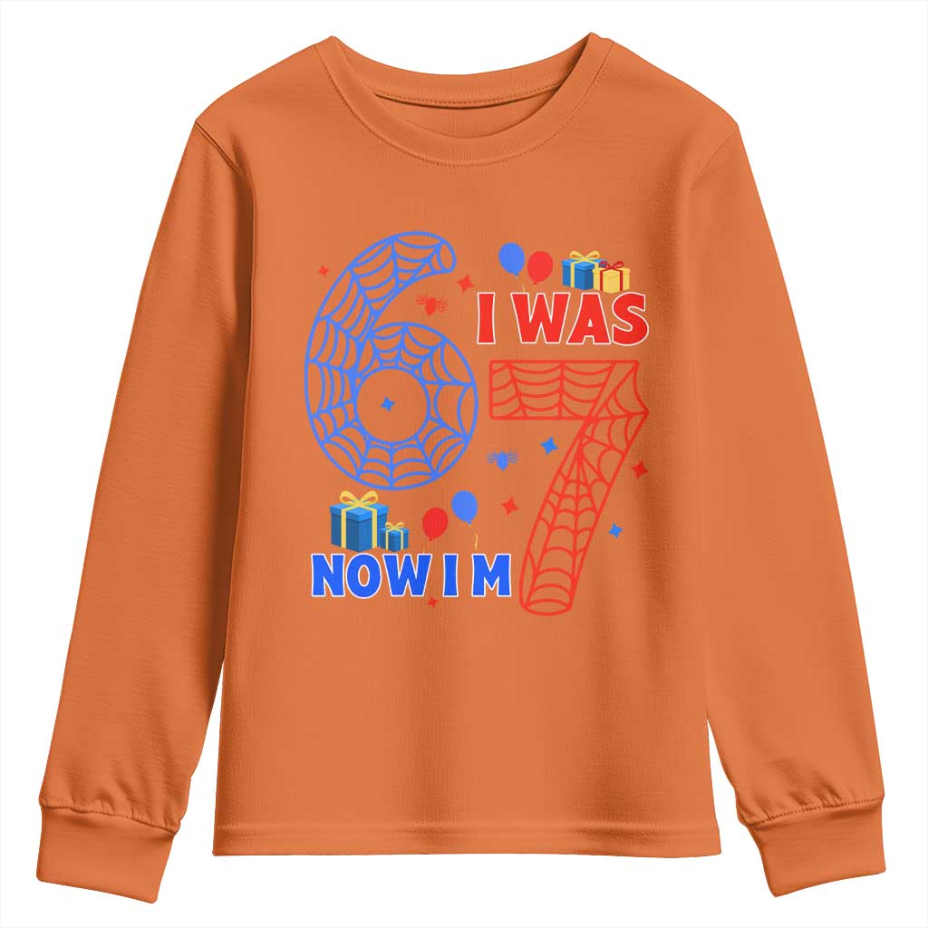 Spider Boy I Was 6 Now I Am 7 Youth Sweatshirt Seventh Birthday Gift - Wonder Print Shop