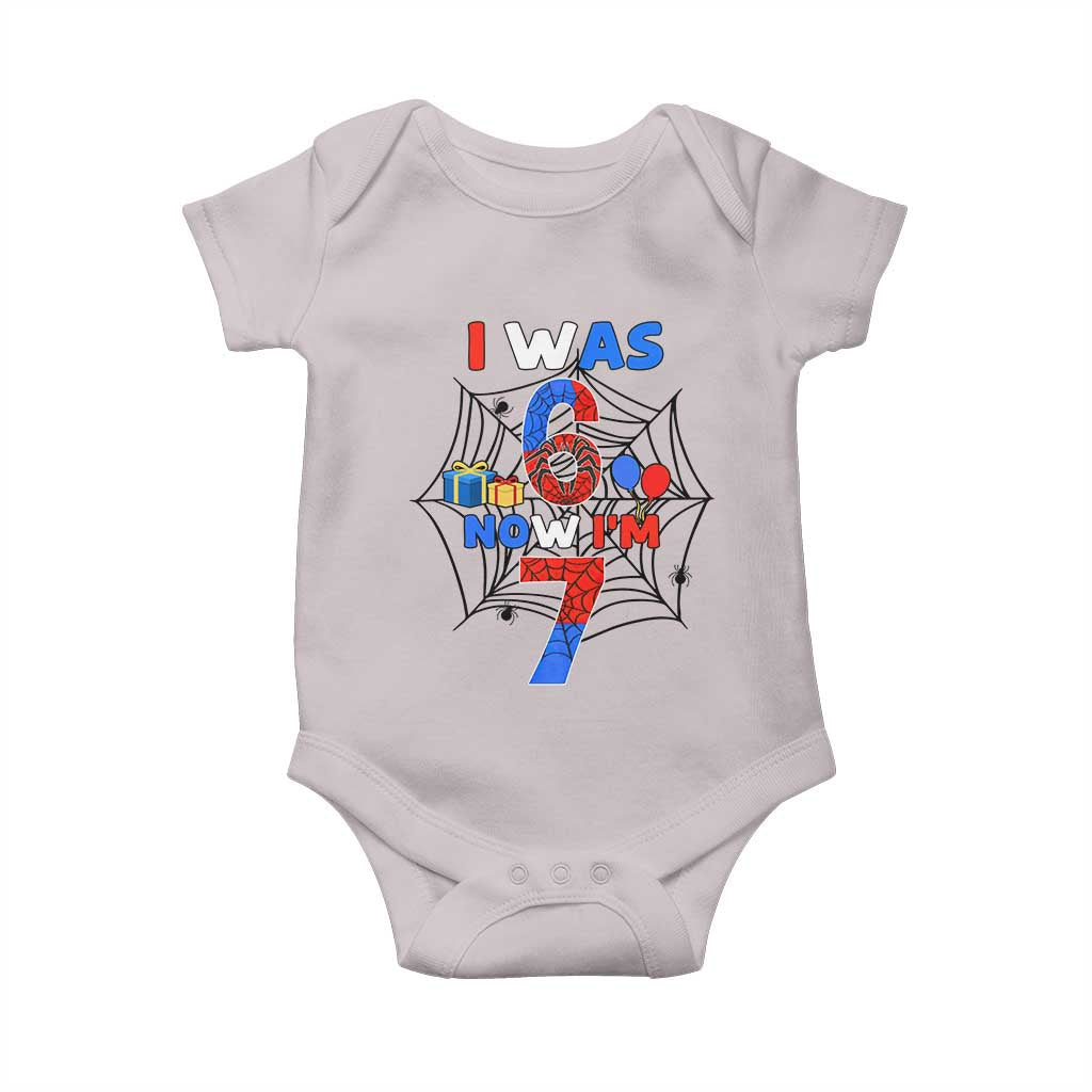 I Was 6 Now I Am 7 Baby Onesie Spider Themed Birthday Boy - Wonder Print Shop
