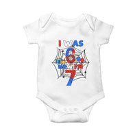 I Was 6 Now I Am 7 Baby Onesie Spider Themed Birthday Boy - Wonder Print Shop