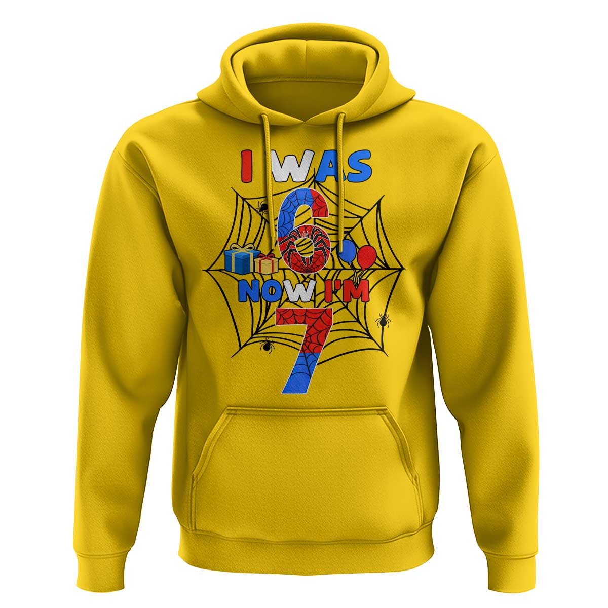 I Was 6 Now I Am 7 Hoodie Spider Themed Birthday Boy - Wonder Print Shop