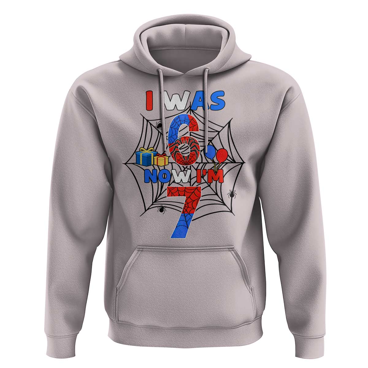 I Was 6 Now I Am 7 Hoodie Spider Themed Birthday Boy - Wonder Print Shop