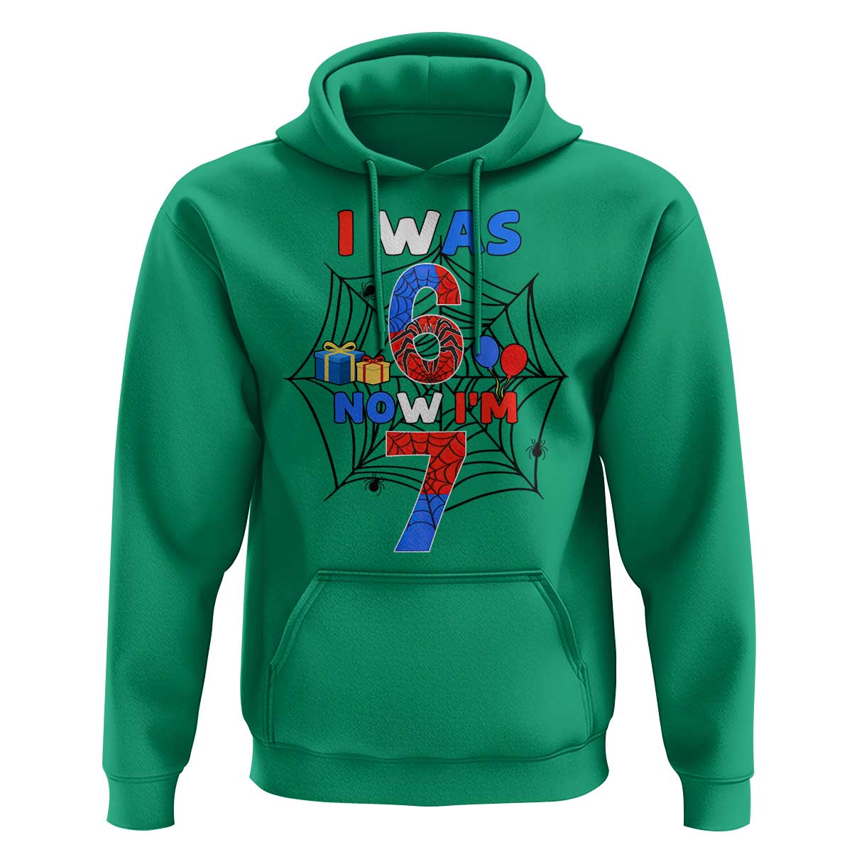 I Was 6 Now I Am 7 Hoodie Spider Themed Birthday Boy - Wonder Print Shop