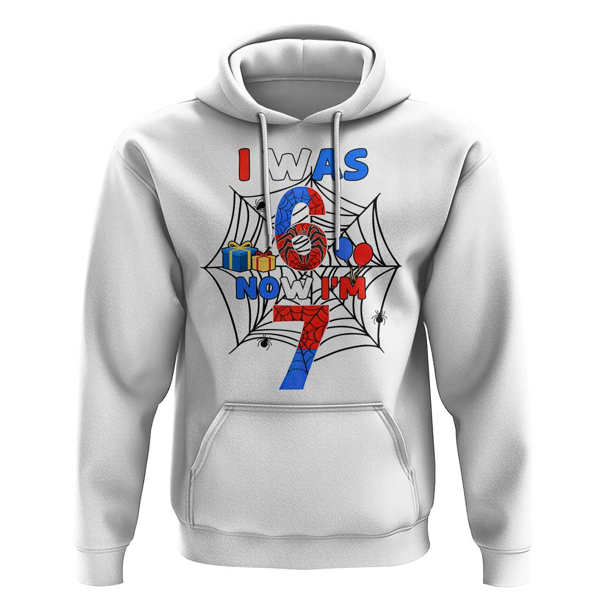 I Was 6 Now I Am 7 Hoodie Spider Themed Birthday Boy - Wonder Print Shop