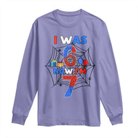 I Was 6 Now I Am 7 Long Sleeve Shirt Spider Themed Birthday Boy - Wonder Print Shop