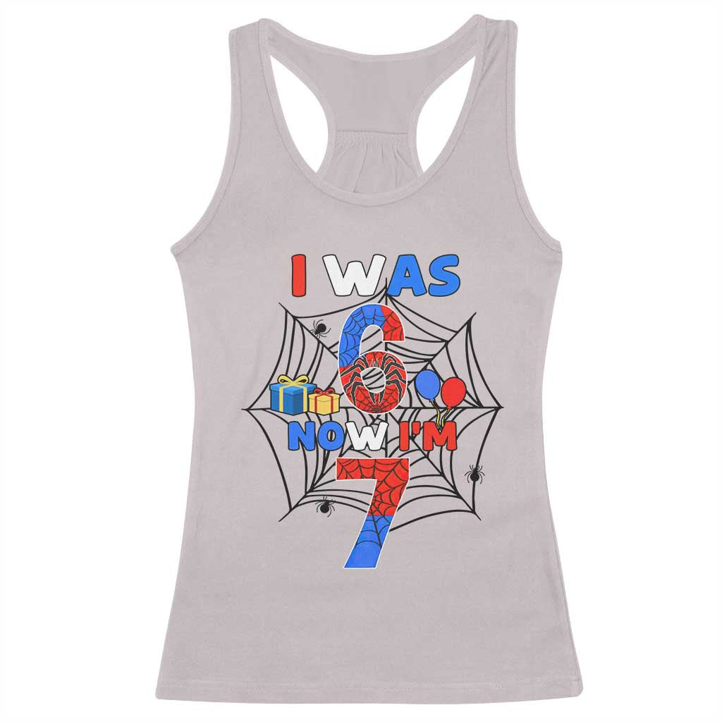 I Was 6 Now I Am 7 Racerback Tank Top Spider Themed Birthday Boy - Wonder Print Shop