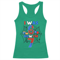 I Was 6 Now I Am 7 Racerback Tank Top Spider Themed Birthday Boy - Wonder Print Shop