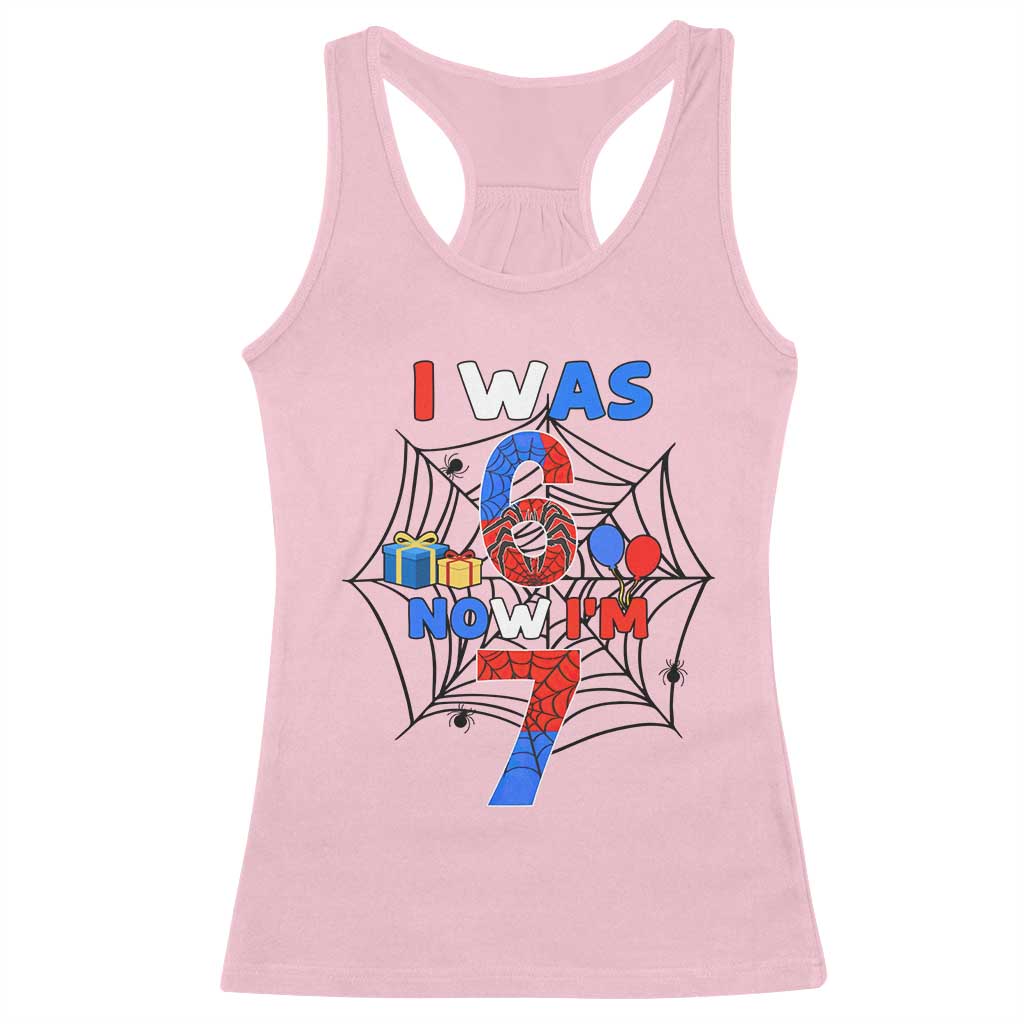 I Was 6 Now I Am 7 Racerback Tank Top Spider Themed Birthday Boy - Wonder Print Shop