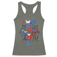 I Was 6 Now I Am 7 Racerback Tank Top Spider Themed Birthday Boy - Wonder Print Shop