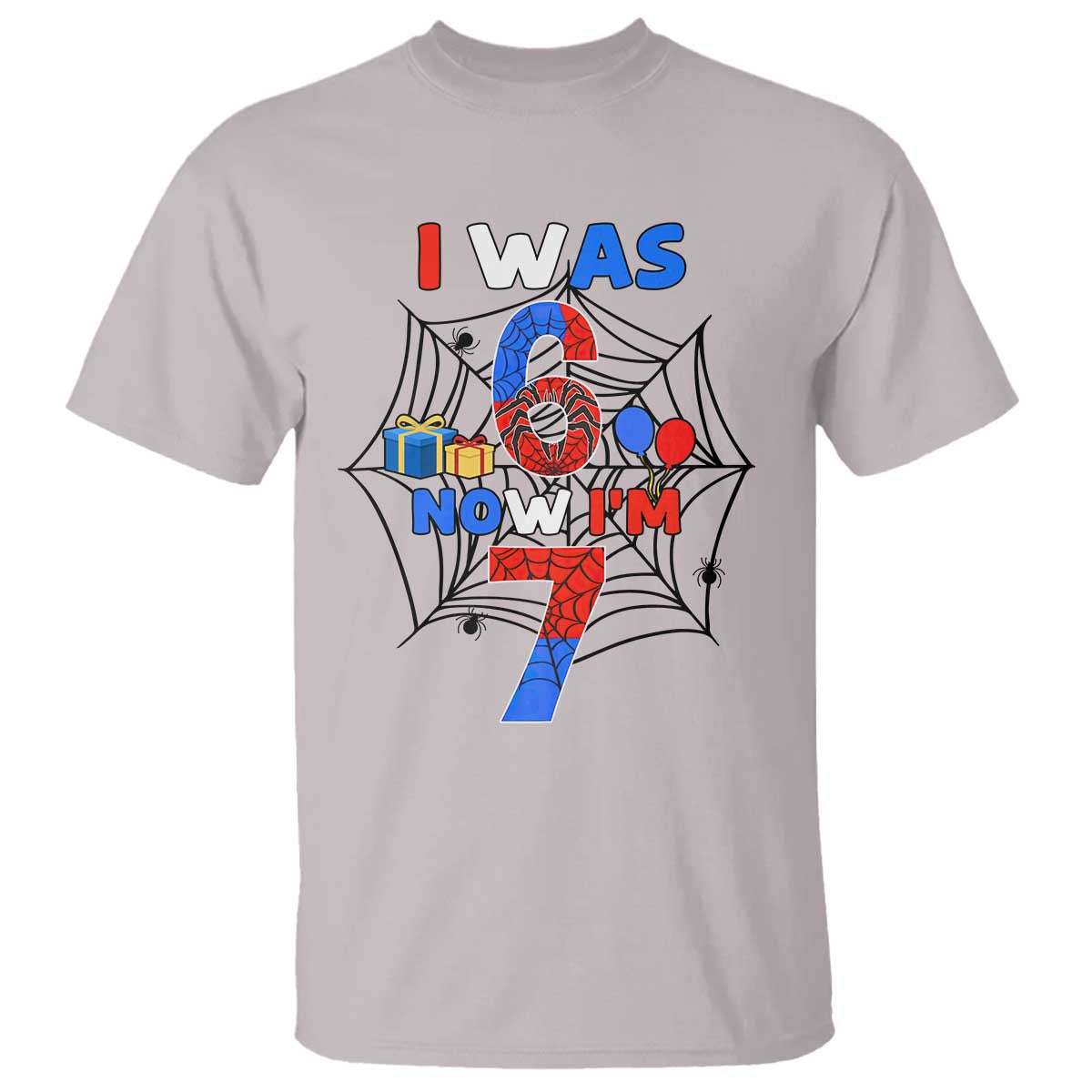 I Was 6 Now I Am 7 T Shirt Spider Themed Birthday Boy - Wonder Print Shop