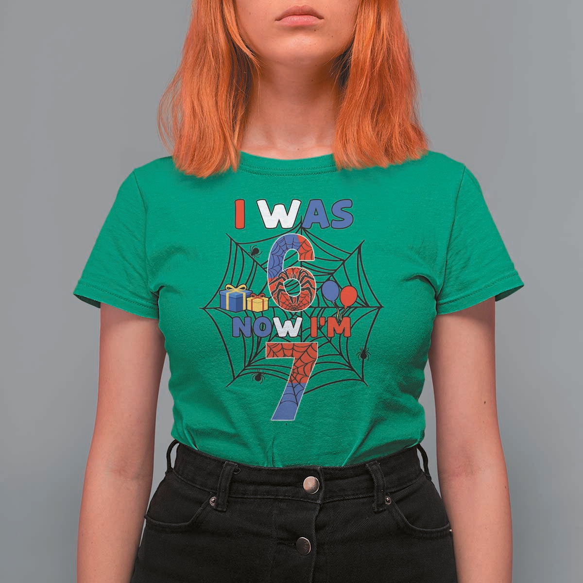 I Was 6 Now I Am 7 T Shirt For Women Spider Themed Birthday Boy - Wonder Print Shop