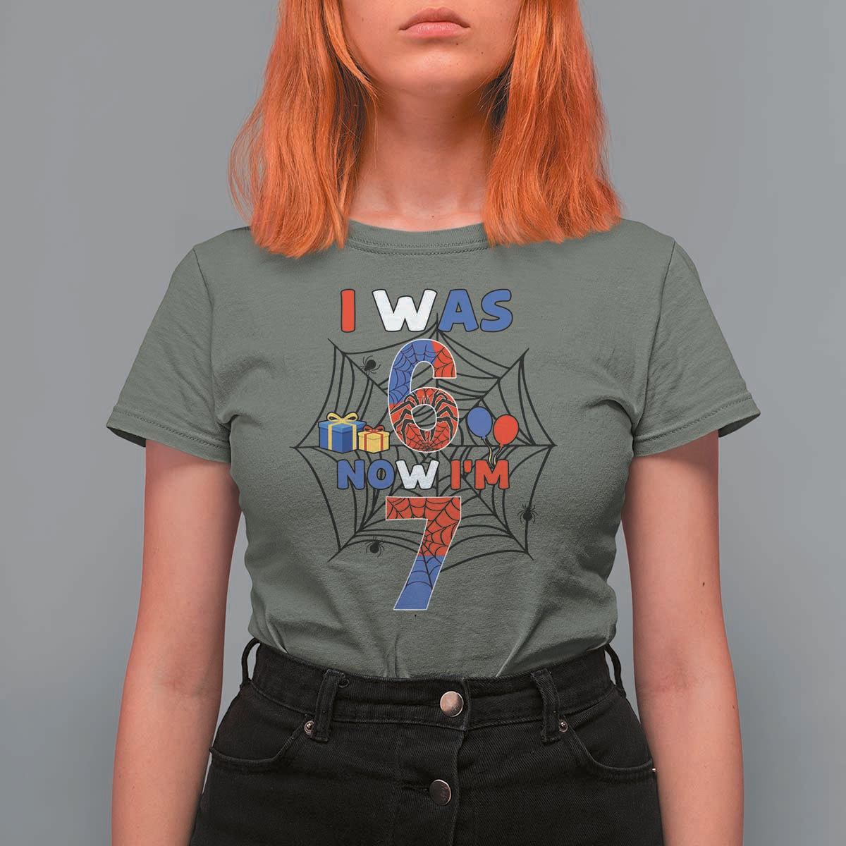 I Was 6 Now I Am 7 T Shirt For Women Spider Themed Birthday Boy - Wonder Print Shop