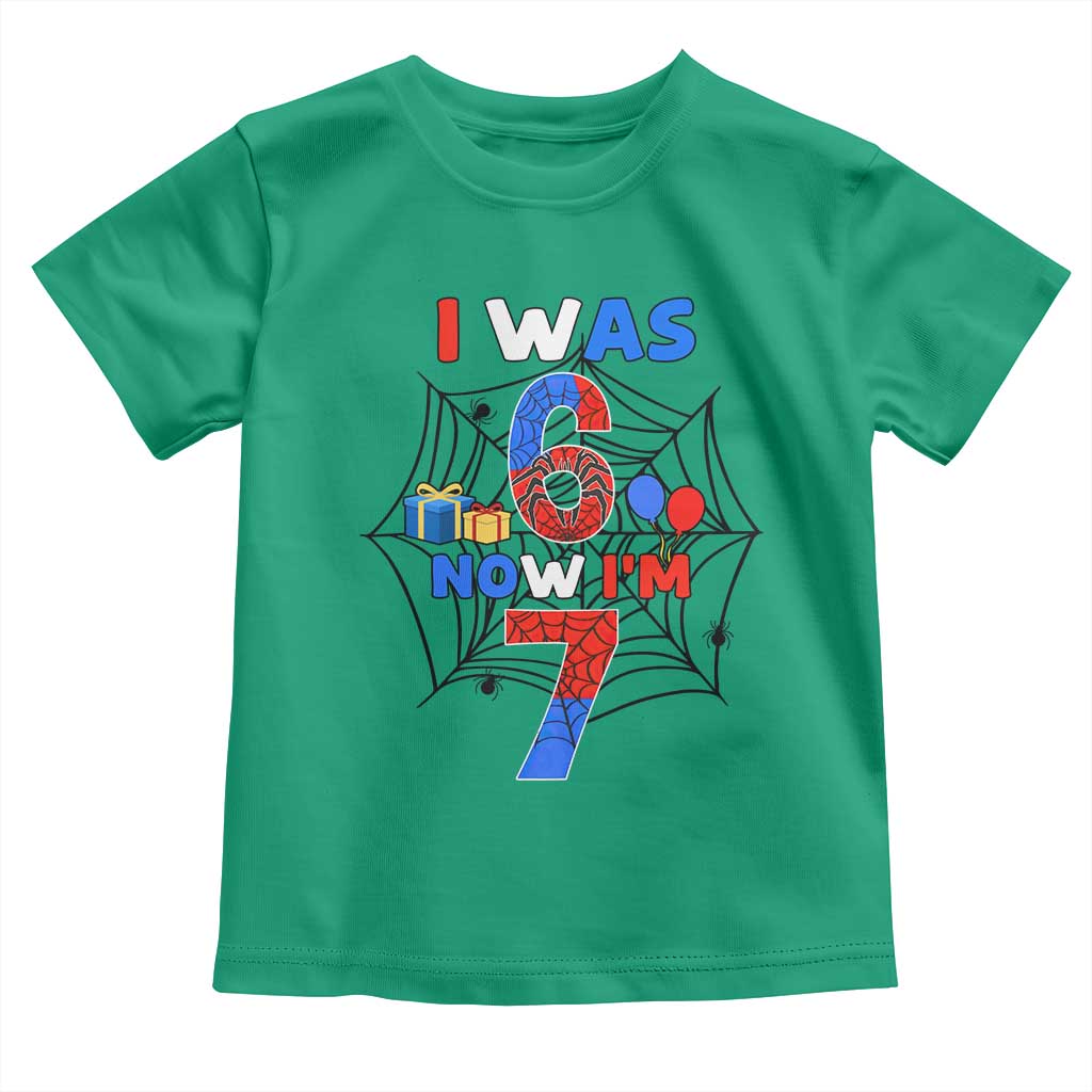 I Was 6 Now I Am 7 Toddler T Shirt Spider Themed Birthday Boy - Wonder Print Shop