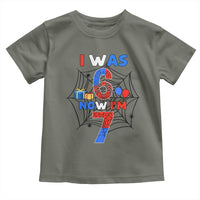 I Was 6 Now I Am 7 Toddler T Shirt Spider Themed Birthday Boy - Wonder Print Shop