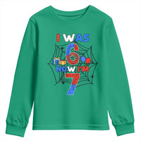 I Was 6 Now I Am 7 Youth Sweatshirt Spider Themed Birthday Boy - Wonder Print Shop