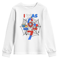 I Was 6 Now I Am 7 Youth Sweatshirt Spider Themed Birthday Boy - Wonder Print Shop