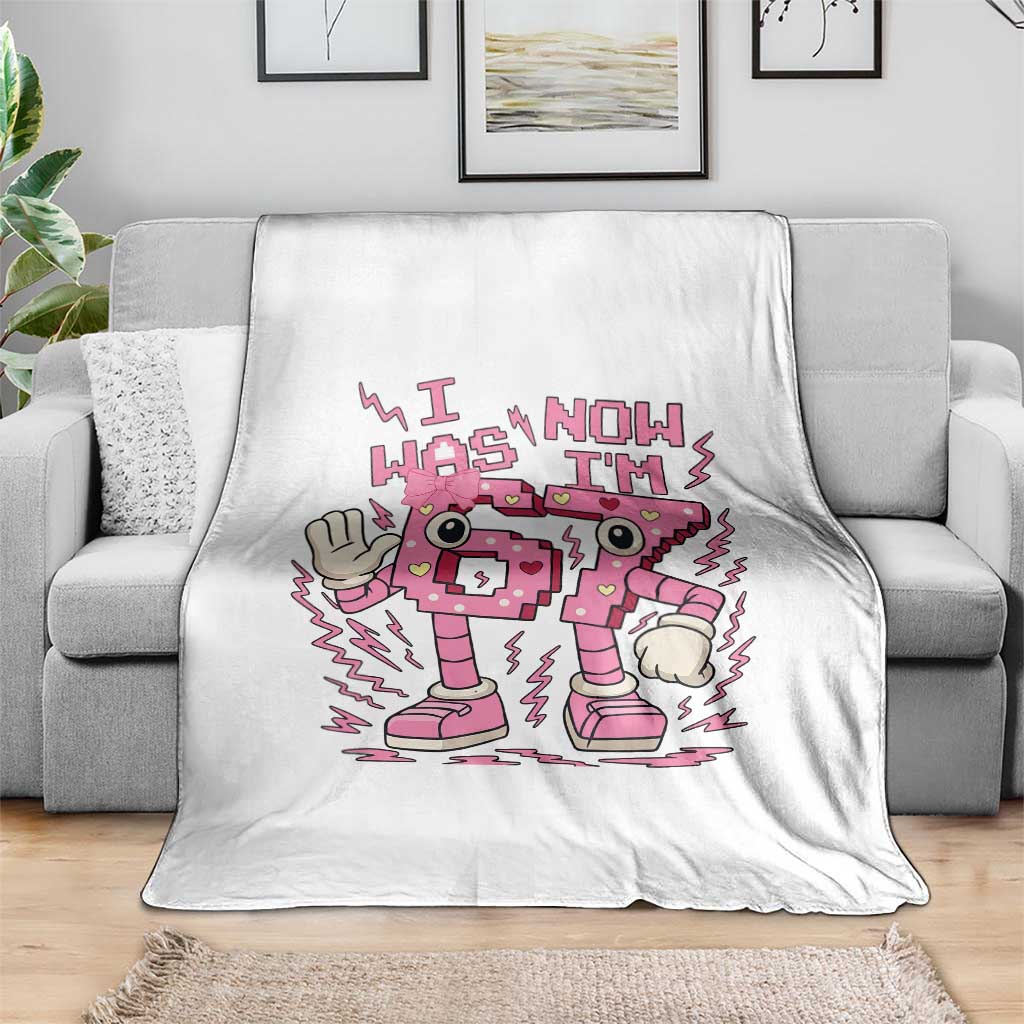 Seven Years Old Birthday Girl Throw Blanket I Was 6 Now I Am 7 - Wonder Print Shop