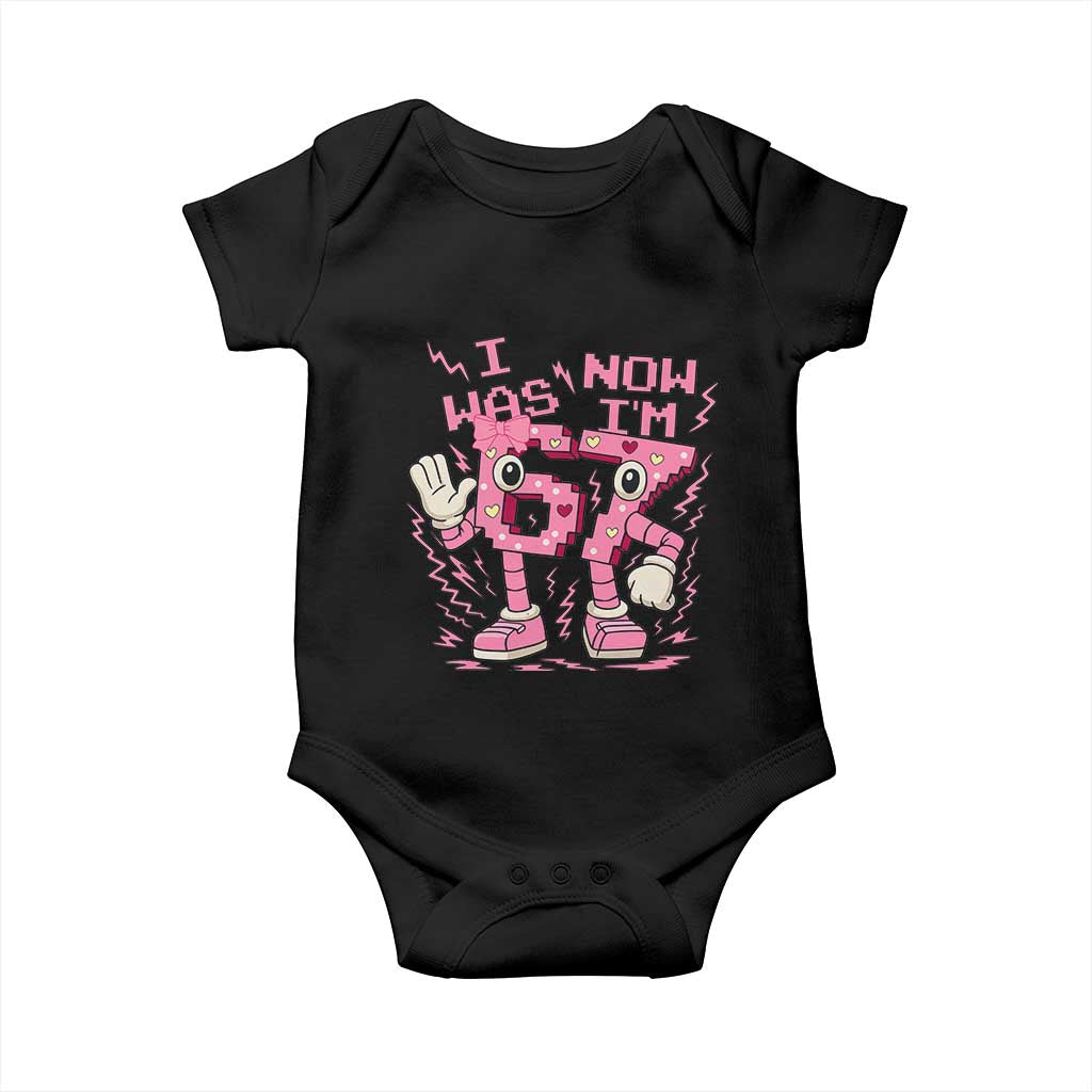 Seven Years Old Birthday Girl Baby Onesie I Was 6 Now I Am 7 - Wonder Print Shop