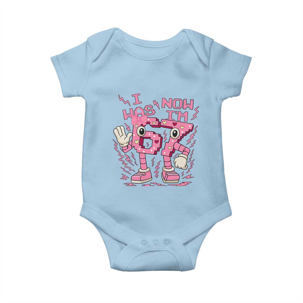 Seven Years Old Birthday Girl Baby Onesie I Was 6 Now I Am 7 - Wonder Print Shop